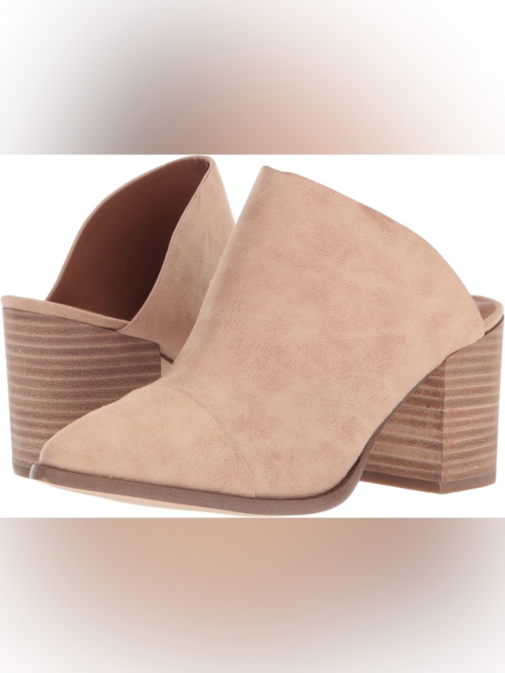 Report Tisha faux Suede Pointed-Toe Mule Slides in Light Beige block heel